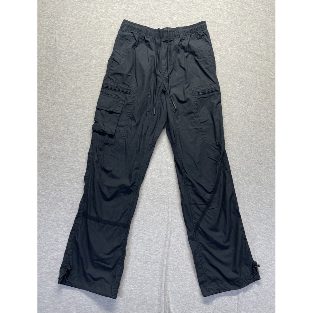 Standard Cloth Cargo Pants Mens Medium Black Cotton Utility Pockets Drawstring